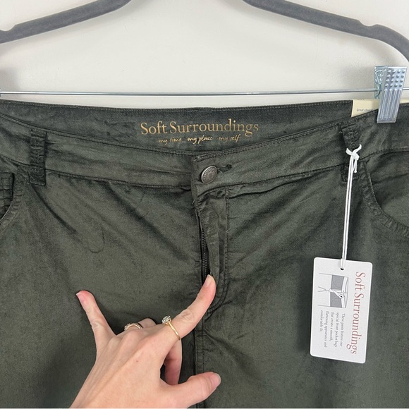 Soft Surroundings Green Velour Straight Leg Ankle Pants Size 24W NWT - Picture 6 of 12
